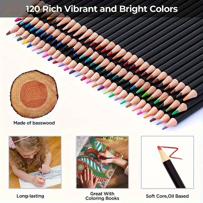 120 Colors Pencils Zipper case Set oil Color Pencil Set - Temu